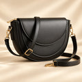 Elegant Black Ladies Shoulder Bag with Golden Metal Accessories – Stylish Crossbody Handbag for Women