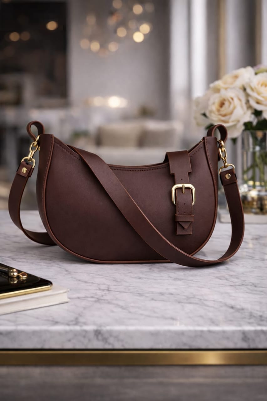 Half Buckel Moon Bag Handbag for girls - Bags for girls - Leather Bag for women