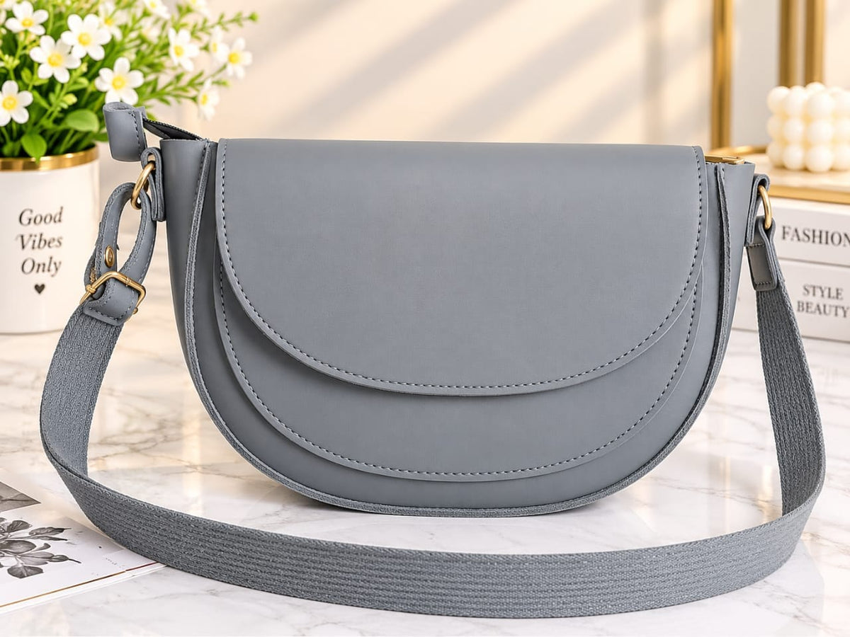 Stylish Grey Ladies Shoulder Bag for Women | Elegant Crossbody Handbag with Adjustable Strap