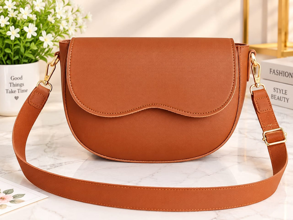 Elegant Brown Ladies Shoulder Bag for Women | Stylish Crossbody Handbag with Adjustable Strap