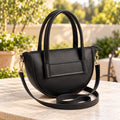 Women’s Black Stylish Handbag with Long Adjustable Shoulder Strap – Elegant Ladies Tote Bag